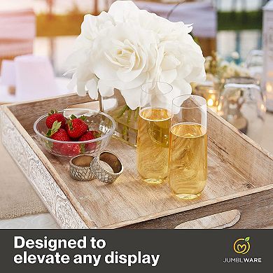 Jumblware 24 Stemless Disposable Plastic Champagne Flutes (9-oz.), Clear