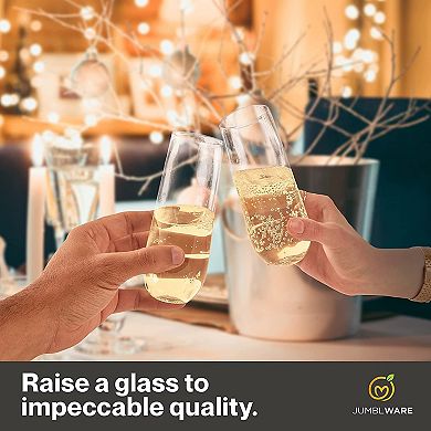 Jumblware 24 Stemless Disposable Plastic Champagne Flutes (9-oz.), Clear