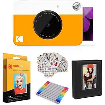 Kodak Printomatic Instant Print Camera (Black), Photo Paper (20 Sheets) & Accesories Gift Bundle