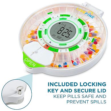 Livefine 28-day Automatic Pill Dispenser With Upgraded Lcd Display, Sound & Light