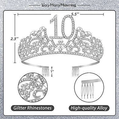 10th Birthday Sash And Tiara For Girls - Fabulous Glitter Set