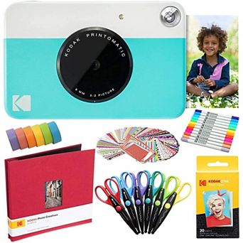 Kodak Printomatic Instant Print Camera (Grey), Photo Paper (20 Sheets) & Accessories Art Bundle