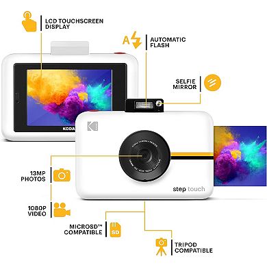 Kodak Step Touch 13mp Instant Camera With 3.5” Lcd Touchscreen Display Go Bundle