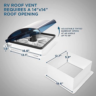 Hike Crew 14" RV Roof Vent Fan, 10-speed RV Fan w/Remote, Rain Sensor & More