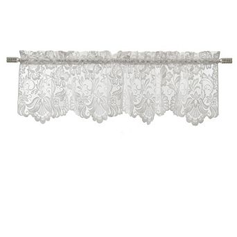 Rod Pocket Flat Valance Floral Lace Design Delicate Scalloped Bottom Hem 55" X 15" White