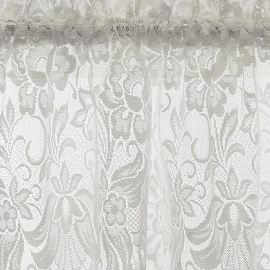 Rod Pocket Flat Valance Floral Lace Design Delicate Scalloped Bottom Hem 55" X 15" White