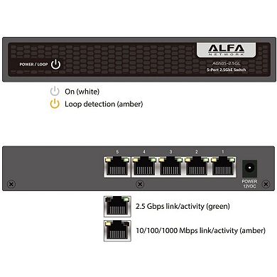 Alfa Network Ags05-2.5gl - 2.5gbps Ethernet Switch With Loop Detection And Fanless Design