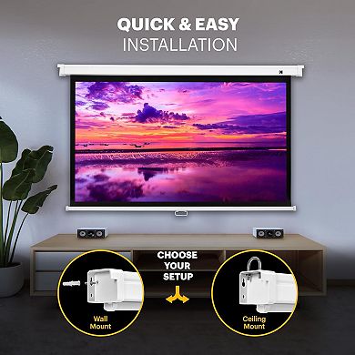 Kodak 100" Manual Pull Down Projector Screen, Large 16:9 Retractable Projector Screen