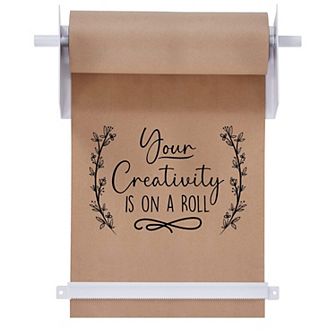 Jumbl 12" Kraft Paper Wall Dispenser, Wall Mounted Paper Roll Dispenser With Paper Cutter