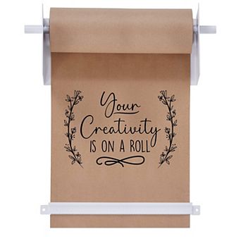 Jumbl 12" Kraft Paper Wall Dispenser, Wall Mounted Paper Roll Dispenser With Paper Cutter