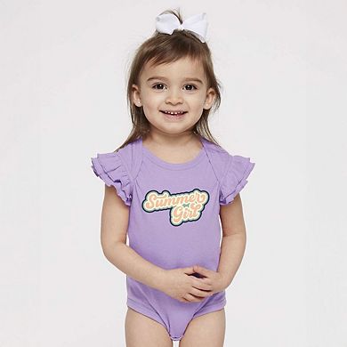 Summer Girl Retro Baby Flutter Sleeve Bodysuit