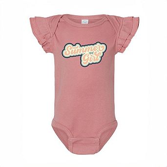 Summer Girl Retro Baby Flutter Sleeve Bodysuit