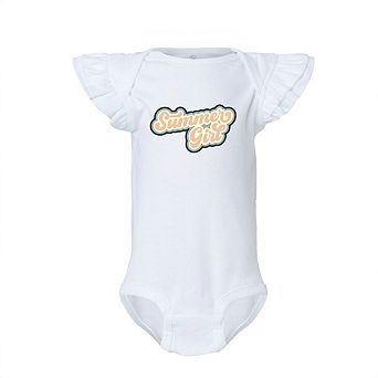 Summer Girl Retro Baby Flutter Sleeve Bodysuit