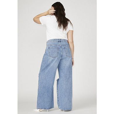 ELOQUII Women's Plus Size The Yvette Rigid Wide Leg Jean
