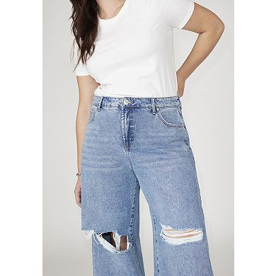 ELOQUII Women's Plus Size The Yvette Rigid Wide Leg Jean