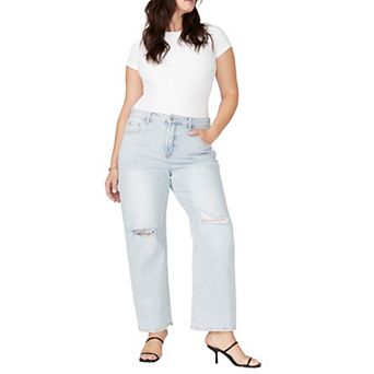 ELOQUII Women's Plus Size The Naomi Comfort Stretch Straight Leg Jean