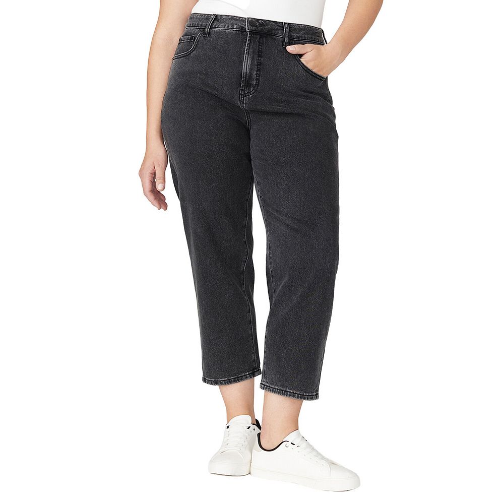 ELOQUII Women's Plus Size The Naomi Comfort Stretch Straight Leg Jean Crop
