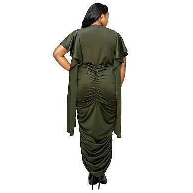 Plus Size Nadia Ruched V Neck Dress