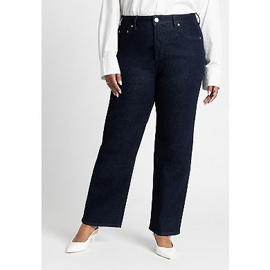 ELOQUII Women's Plus Size The Naomi Comfort Stretch Straight Leg Jean