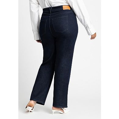 ELOQUII Women's Plus Size The Naomi Comfort Stretch Straight Leg Jean