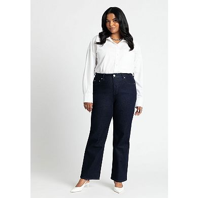 ELOQUII Women's Plus Size The Naomi Comfort Stretch Straight Leg Jean