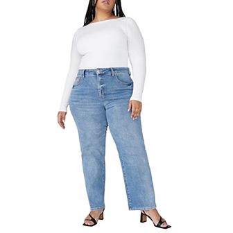 ELOQUII Women's Plus Size The Naomi Comfort Stretch Straight Leg Jean