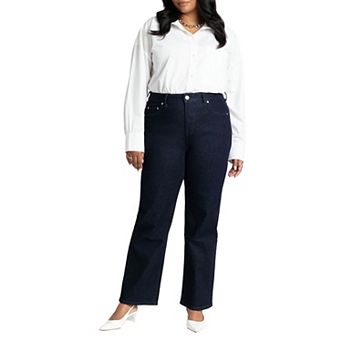 ELOQUII Women's Plus Size The Naomi Comfort Stretch Straight Leg Jean