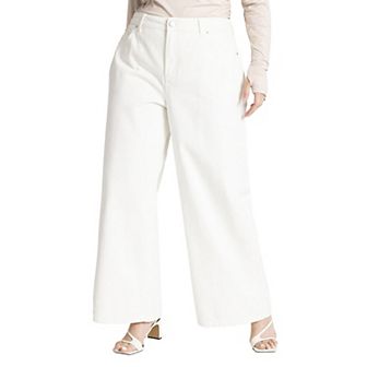 ELOQUII Women's Plus Size The Yvette Rigid Wide Leg Jean
