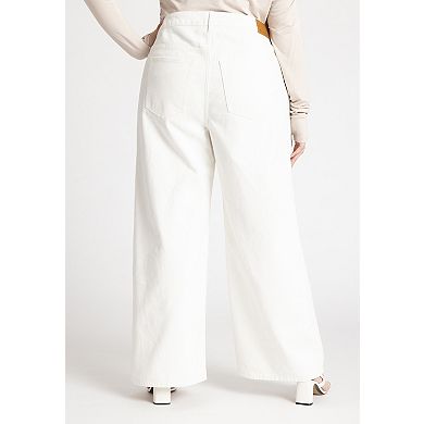 ELOQUII Women's Plus Size The Yvette Rigid Wide Leg Jean