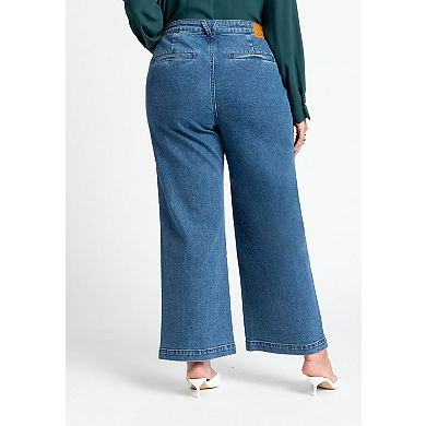 ELOQUII Women's Plus Size Petite The Trouser Jean