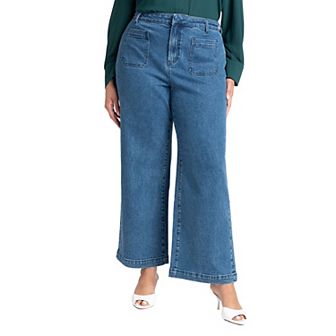 ELOQUII Women's Plus Size Petite The Trouser Jean