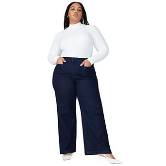 ELOQUII Women's Plus Size Petite The Trouser Jean