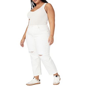 ELOQUII Women's Plus Size The Naomi Comfort Stretch Straight Leg Jean Crop