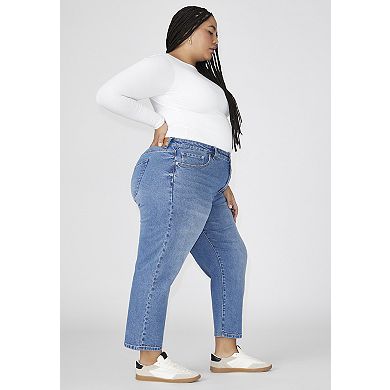 ELOQUII Women's Plus Size The Naomi Comfort Stretch Straight Leg Jean Crop