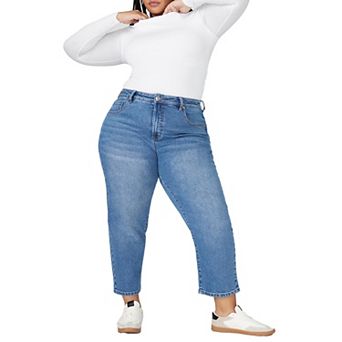 ELOQUII Women's Plus Size The Naomi Comfort Stretch Straight Leg Jean Crop