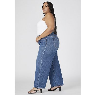 ELOQUII Women's Plus Size The Yvette Rigid Wide Leg Jean