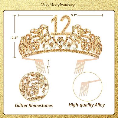 12th Birthday Princess Tiara And Glitter Sash Set