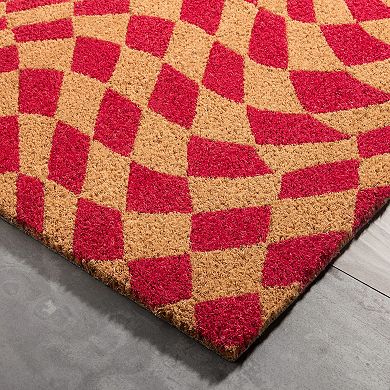 Town & Country Terra Emmett Groovy Checkerboard Outdoor Door Mat