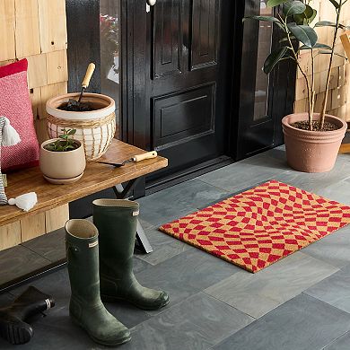 Town & Country Terra Emmett Groovy Checkerboard Outdoor Door Mat