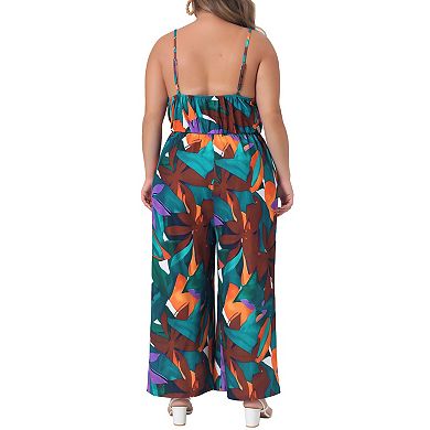 Women's Plus Size Spaghetti Strap Adjustable Jumpsuits Stretch Pants Romper Jumpsuit