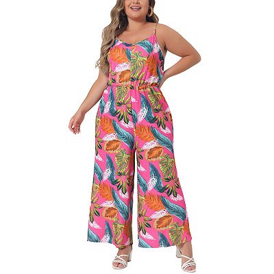Women's Plus Size Spaghetti Strap Adjustable Jumpsuits Stretch Pants Romper  Jumpsuit