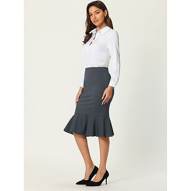 Women's Fishtail Skirt Stretchy High Waist Office Work Bodycon Pencil Skirts