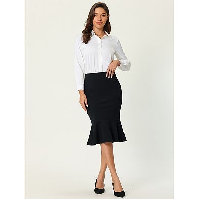 Women's Fishtail Skirt Stretchy High Waist Office Work Bodycon Pencil Skirts