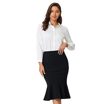 Women's Fishtail Skirt Stretchy High Waist Office Work Bodycon Pencil Skirts
