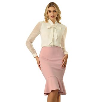 Women's Fishtail Skirt Stretchy High Waist Office Work Bodycon Pencil Skirts