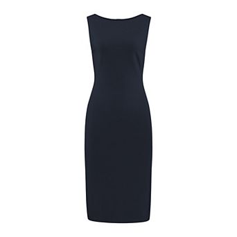 Women's Sleeveless Sheath Dress Boat Neck Casual Office Pencil Dresses