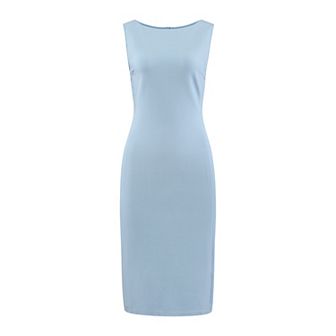 Women's Sleeveless Sheath Dress Boat Neck Casual Office Pencil Dresses