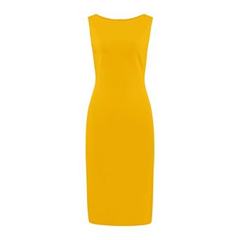 Women's Sleeveless Sheath Dress Boat Neck Casual Office Pencil Dresses