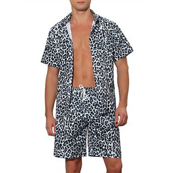 Animal Printed Hawaiian Sets For Men's Summer 2 pc Pattern Shirts And Shorts Sets