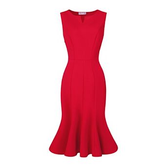 Women's Sleeveless Dress V Neck Elegant Work Fishtail Dresses